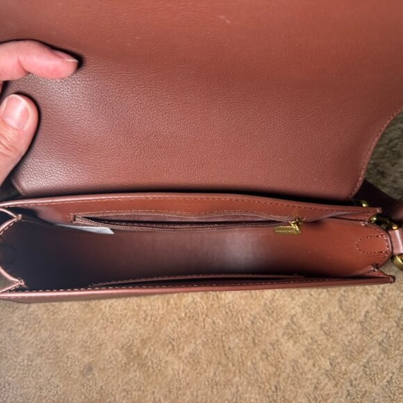 Charles& Keith Gabine Leather Saddle Bag - Brown with Brass Hardware - Picture 5 of 11